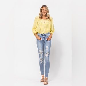 Judy Blue Button Fly Cuffed Skinny